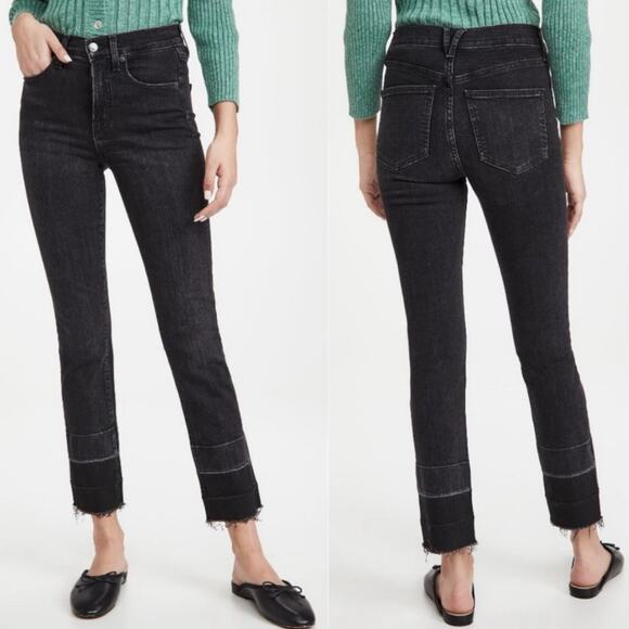 Veronica Beard Ryleigh Slim Straight High Rise Washed Onyx Jeans Black 27 - Picture 1 of 12